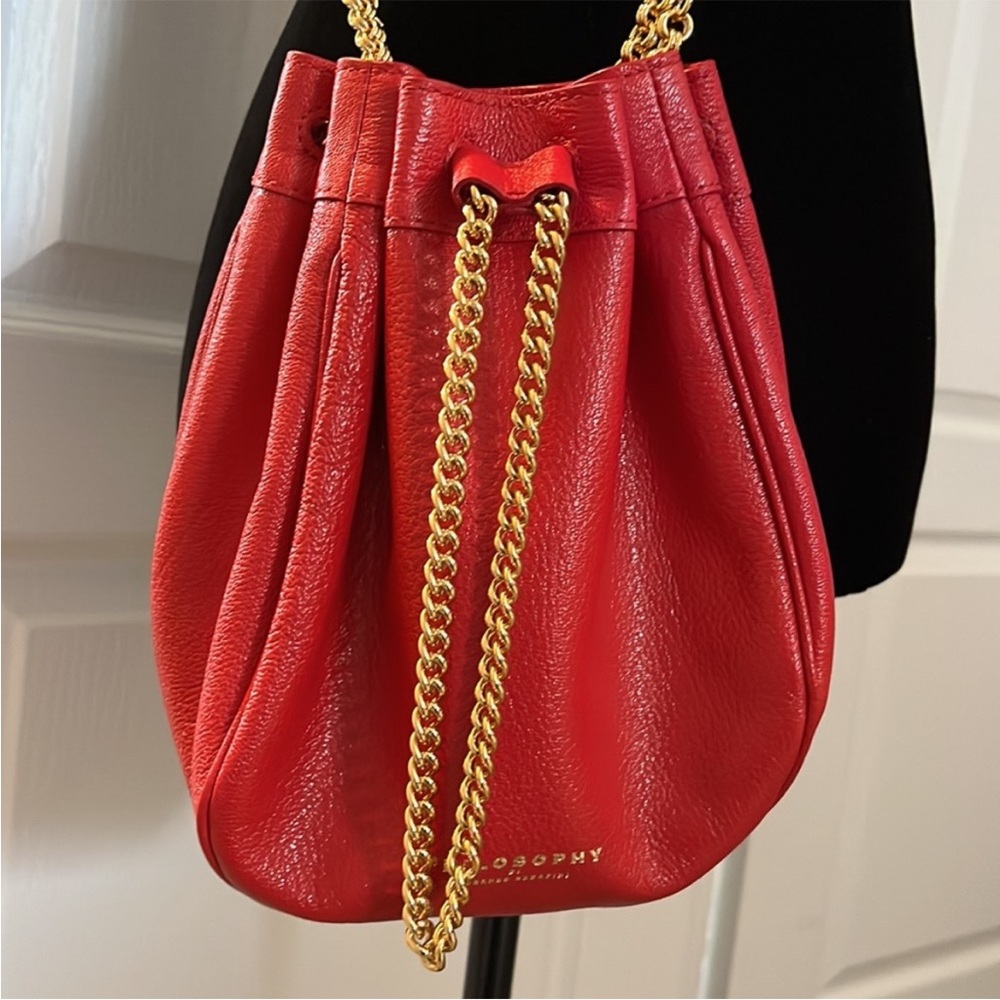 Like new RARE Philosophy di Lorenzo Serafini Bucket Crossbody Leather bag in Red - Picture 4 of 4